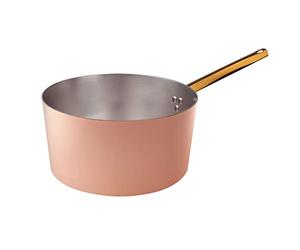 Pentole Agnelli ALCU10524 Cacerola alta con mango, Cobre liso, Estañado a mano, 24 cm