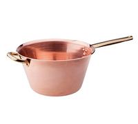 Pentole Agnelli ALCU16518 Caldero de cobre liso para polenta sin estaño con mango tubular y mango de latón, 18 cm