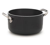 Pentole Agnelli ALSA2104SSPI28 Alblack High Aluminium Casserole, espesor 5 mm, fondo de inducción 10 mm, con 2 manijas de acero inoxidable, 28 cm, negro