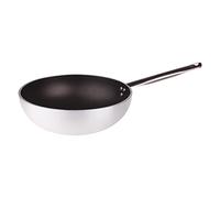 Pentole Agnelli ALSA2111WPS28 Línea Aluminio 5 mm Platinum Wok con Fondo Plano, 28 cm