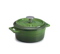 Pentole Agnelli COGHSRP10414G Utensilios de Cocina Slowcook Línea de Hierro Fundido Cacerola, 14 cm, 0.8 l, Verde