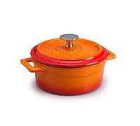 Pentole Agnelli COGHSRP10414O Utensilios de Cocina Slowcook Línea de Hierro Fundido Cacerola, 14 cm, 0.8 l, Naranja