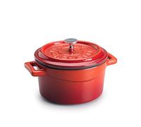 Pentole Agnelli COGHSRP10414R Utensilios de Cocina Slowcook Línea de Hierro Fundido Cacerola, 14 cm, 0.8 l, Rojo