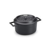 Pentole Agnelli COGHSRP10420M Cacerola con Asas y Tapa, Hierro Fundido, Negro Mate, 2.6 L