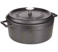 Pentole Agnelli COGHSRP10432M Cacerola Slowcook con 2 asas y tapa, hierro fundido, negro mate, 10 litros