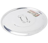Pentole Agnelli FAMA2932 Tapa plana con mango, borde y puente, tipo pesado en aluminio BLTF, plata pulida, 32 cm