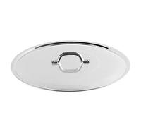 Pentole Agnelli FAMA2934 Tapa Plana con Mango, Borde y Puente, Tipo Pesado en Aluminio BLTF, Plata Pulida, 34 cm
