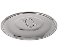 Pentole Agnelli FAMA2936 Tapa plana con mango, borde y puente, tipo pesado en aluminio BLTF, plata pulida, 36 cm