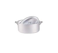 Pentole Agnelli Linea Family Cooking - Cazuela Ovalada de Aluminio con Dos Asas y Tapa, 34 cm