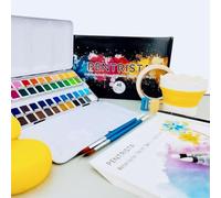 PENTRISTA Kit de Acuarelas Profesionales con 48 Colores y Papel Acuarela, Set de Pintura de Acuarela, Kit Acuarelas para Principiantes y Entusiastas de la Pintura, Watercolor Paint Set