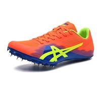 PENXZT Hombre y Mujer Zapatillas de Clavos, Calzado de Atletismo Ligero Resistente al Desgaste para Running,Salto Largo,Training,Naranja,37 EU