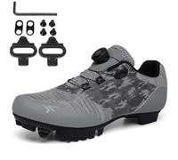 PENXZT Hombre Zapatillas Bicicleta de Montaña Zapatilla MTB Ciclismo Mujer, Compatibles con SPD Pedales de 2 Tornillos Zapatillas MTB,Gris,39 EU