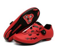 PENXZT Zapatilla de Ciclismo Hombre Mujere Zapatillas De Bicicleta De Carretera Profesionales Compatibles con Peloton SPD/SPD-SL Y Look para Exteriores,Rojo,47 EU