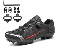 PENXZT Zapatilla de Ciclismo Hombre Zapatos Bicicleta de Carretera MTB, Compatible con Pedales Shimano SPD 2 Pernos con Tacos Zapatillas De Ciclismo con Plantillas Amortiguadoras,Negro,46 EU