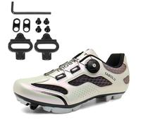 PENXZT Zapatilla de Montaña Ciclismo Hombre y Mujer Zapatos Bicicleta de Exterior MTB Compatibles con SPD/SPD-SL Lock System Zapatillas de Ciclismo Respirables,Plata,45 EU