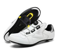 PENXZT Zapatillas de Ciclismo para Hombre Zapatillas Bicicleta de Carretera Compatibles con Look SPD SPD-SL Delta Lock Interior Exteriores Montaña,Blanca,37 EU