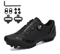 PENXZT Zapatillas para Hombres de montaña en Bicicleta Compatible con Shimano SPD 2 Pernos Pedales Zapatos MTB Carreras en Interiores y al Aire Libre,Negro,45 EU