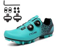 PENXZT Zapatos de Ciclismo de montaña para Hombre Zapatos de Bicicleta de Carretera MTB al Aire Libre Compatible con Tacos SPD de 2 Pernos, Zapatos de Montar con Tacos incluidos,A,42 EU