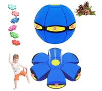 Peocryy Bola de rebote para niños, platillo volador mágico, bola rebotante, interacción entre padres e hijos, forma dual intercambiable, con 6 luces, adecuada para uso en interiores y exteriores (azul