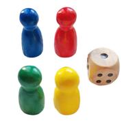 Peones de Juego de Mesa - Piezas de de Madera | 4 peones de Juego con Dados, Accesorios de Tablero portátiles, componentes de Damas Multicolores para Hombres, Mujeres, Familiares, Amigos, Uso