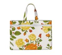 Peonía de flor amarilla,Bolsa de lona para documentos con cremallera, bolso de mano, maletín para la escuela y la oficina.