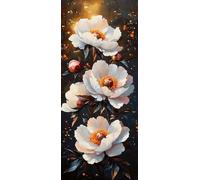 Peonia Dipingere con i Numeri Adulti, Misura XXL 90x270cm,Bianco Paint by Numbers Kit Principianti Con 3 Penne, Kit Fai Da Te, Hobby Creativi Adulti Regalo Donna Decorazioni, (Senza Cornice) P0M-320