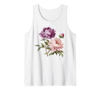 Peonía Flores Acuarela Lavanda Peonías Púrpura Peonía Rosa Camiseta sin Mangas