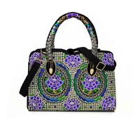 (Peonía púrpura) Bolso de mano bordado de estilo nacional a la moda. Características modernas.