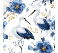 Peonía vintage floral Papel tapiz despegable y adhesivo 45cm x 300cm , Flores azules de grulla Papel de contacto autoadhesivo, revestimiento de pared para la decoración de encimeras de gabinetes de do
