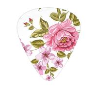 Peonías de color rosa paja,12 púas de guitarra, 3 grosores diferentes para guitarra acústica, bajo y ukelele