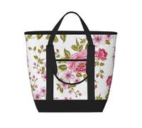 Peonías de color rosa paja,Bolsas de almuerzo de gran capacidad, bolsa de mano térmica para mujeres, hombres, trabajo, picnic, viajes.