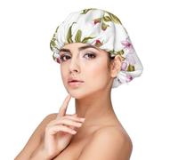 Peonías de color rosa paja,Gorro de dormir de satén para adultos - Gorro de dormir elástico para mujer, cubrecabello nocturno