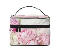 peonías en Blanco, Bolsa de Maquillaje Bolsa de cosméticos Bolsa de artículos de tocador de Viaje portátil Estuche para lápices Bolsa de artículos de tocador