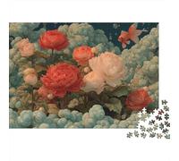 Peonías Puzzle de 1000 Piezas Papel para Adultos Escena de Nubes Puzzle para Toda la Familia Relajación Decoración del Hogar Regalo 70x50cm/1000pcs