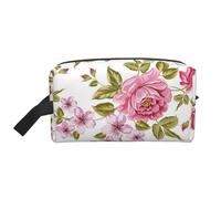 Peonías Rosa Paja, Bolsa de Maquillaje Bolsa de cosméticos Bolsa de artículos de tocador de Viaje portátil Organizador de Bolsa de Maquillaje