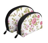 Peonías Rosa Paja, Bolsa de Maquillaje de Concha, Monedero pequeño para Mujer, Bolsa de artículos de tocador, Bolsa de cosméticos, 2 Piezas