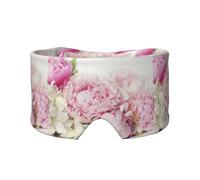 Peonías sobre blanco,Máscara para ojos con bloqueo de luz y protección ocular completa para dormir, orejeras y ojos.