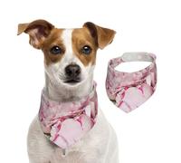 Peonías sobre Blanco,Pañuelos de algodón para Perros, Bufandas Ajustables para Mascotas,S