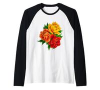 Peonías y Flores en un Atrevido Ramo de Flores Vintage Camiseta Manga Raglan