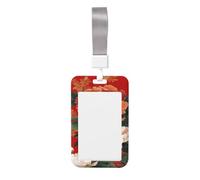 Peonies - Funda para tarjetas de identificación de plástico duro con diseño tradicional chino, protector de etiqueta de nombre para enfermeras y oficina
