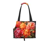 Peonies in full bloom - Bolso de hombro para mascotas con estampado de peonías en plena floración para salir. Bolsa de hombro de doble propósito para perros y gatos