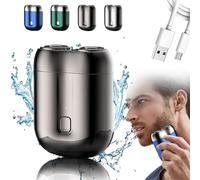 Peonly maquinilla de afeitar eléctrica, llegadas Mini afeitado eléctrico de doble cabeza, Mini tamaño de bolsillo mojado y seco para hombres maquinilla de afeitar (Gris)