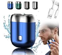 Peonly maquinilla de afeitar eléctrica, llegadas Mini afeitado eléctrico de doble cabeza, Mini tamaño de bolsillo mojado y seco para hombres maquinilla de afeitar (Azul)