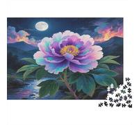 Peony 1000 Piece Educational Game Purple Peony Under Starry Sky for Adults Teens Premium 100% Recycled Board 38x26cm/1000pcs