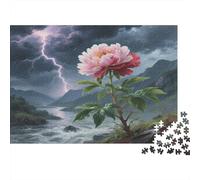 Peony 1000Pc for Adults Kids Peony in Stormy Landscape Educational Games Suitable for Decompression 52x38cm/1000pcs