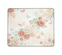 Peony - Alfombrilla de mouse pequeña, diseño floral, acuarela, mariposa, hoja, primavera, melocotón, cuadrada, de goma, antideslizante, portátil, ideal para viajes, ideal para el hogar, oficina