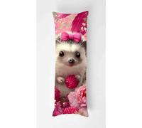 Peony Body Pillow Case Cover 50x150cm, Long Backrest Cushion Pillow Protector with Zipper, Decorative Bedding Pillowcase, Soft Body Pillow Cover for Couch Bedroom Hedgehog