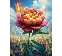 Peony Flor en Pradera Florida Puzzle 300 Piezas Estera Portátil Antideslizante Animales Salvajes y domésticos Rompecabezas Familiar para Hombres Y Mujeres Aliviar Estrés Decoración Hogar 300 PCS