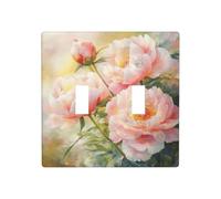 Peony Garden - Placa de pared para interruptor de pared de doble banda, tamaño estándar, 11,4 x 11,4 cm