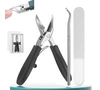 Peony Nail Clippers, Eagle Beak Angled-Nail-Clipper 3-Piece Set,Funnel nail Trimmer with File,Heavy Duty Toe clipper for Thick Nails Seniors,for Manicure (Balck)